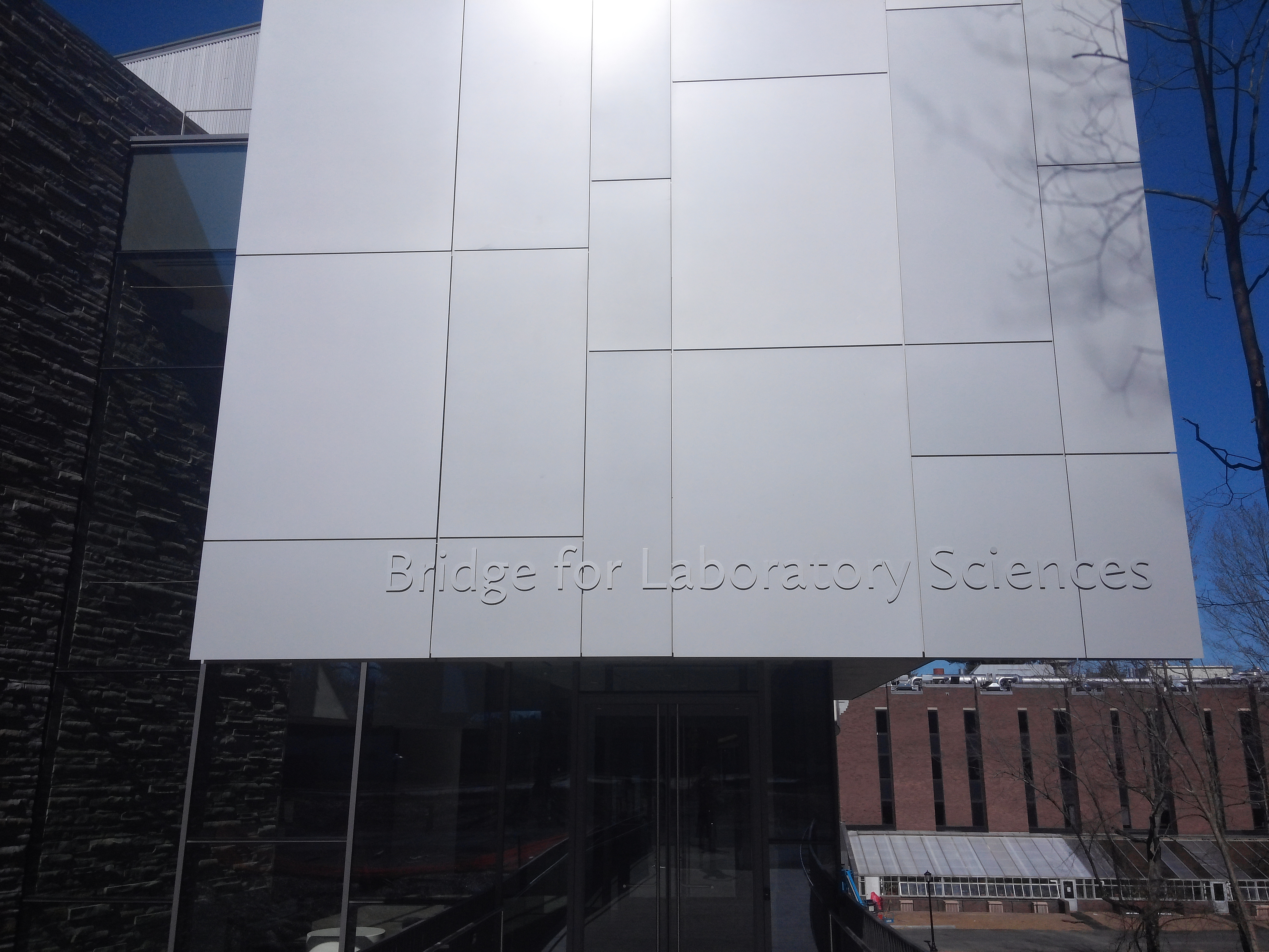 Bridge for Laboratory Sciences entrance south, March 2016.jpg